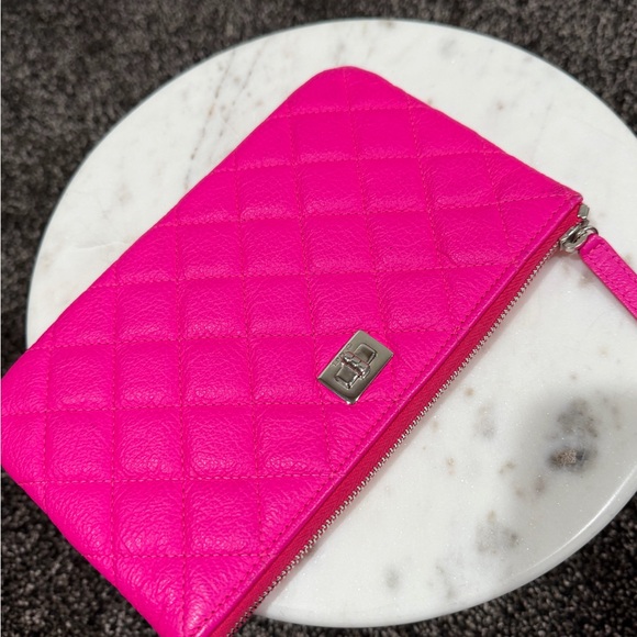Chanel Pink Goatskin Quilted Cavier O-Case Pouch Wallet Bag - Picture 5 of 13